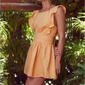 Free People Mustard Ruffle Mini Dress